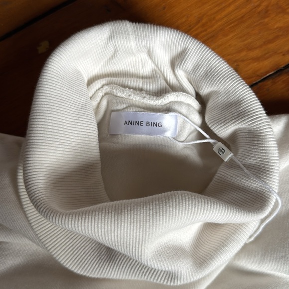 Anine Bing Kian Sweatshirt Ivory Turtleneck Long - Picture 8 of 10